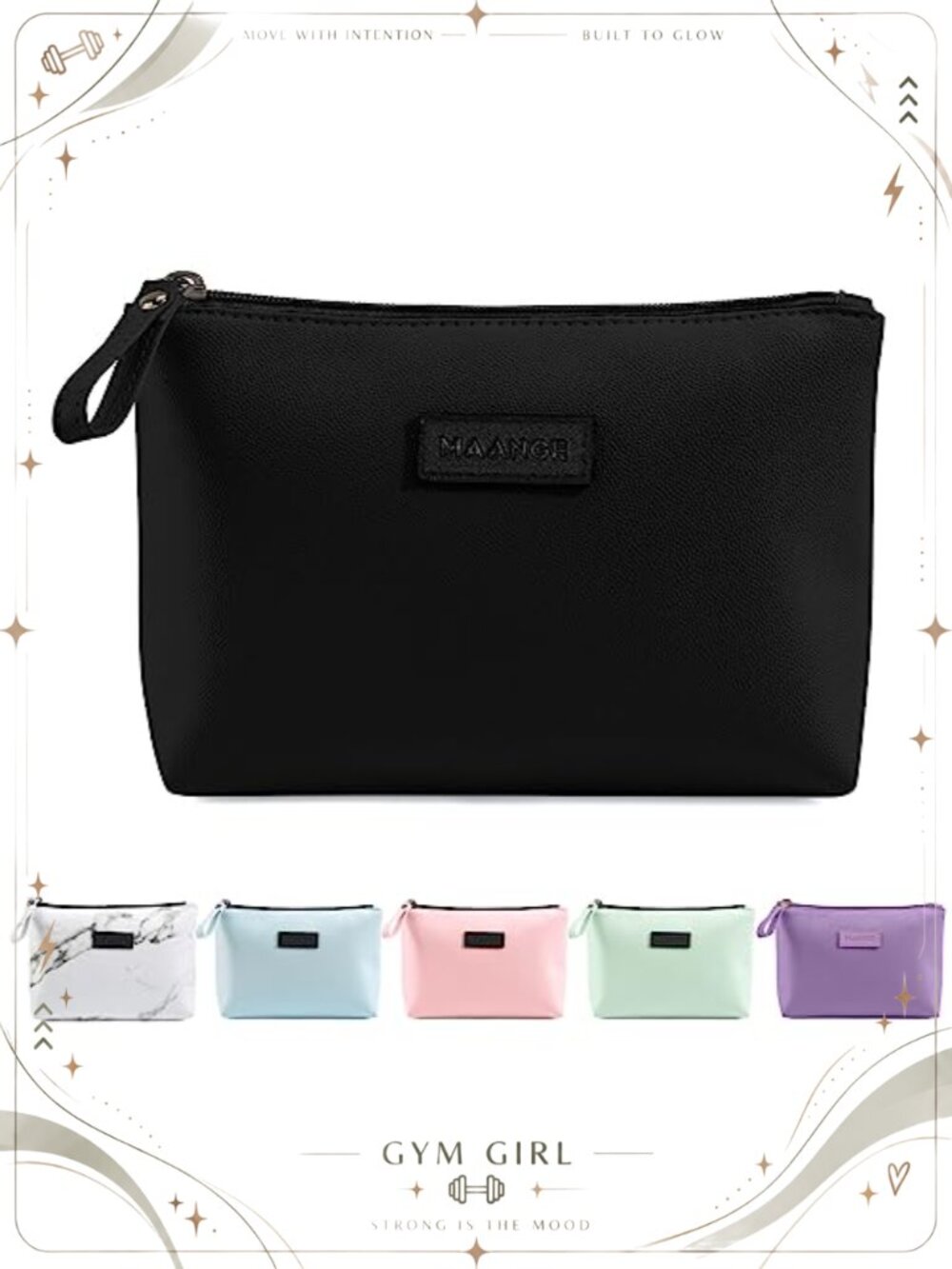 Small PU Leather Makeup Bag Zippered Cosmetic Pouch Travel Toiletry Case